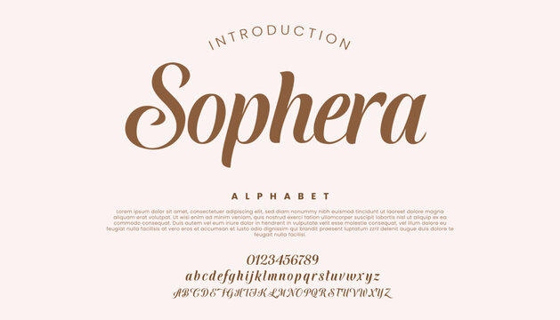 Sophera premium luxury elegant alphabet letters and numbers elegant wedding typography classic serif