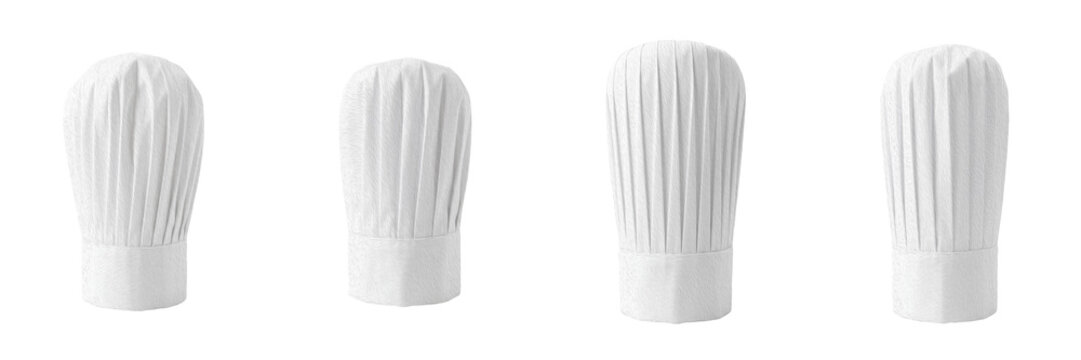 Set of Professional White Chef Hat Isolated on White Background PNG