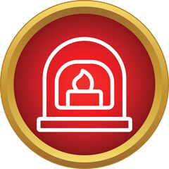 Obraz premium Fireplace icon with a burning candle providing warmth and comfort