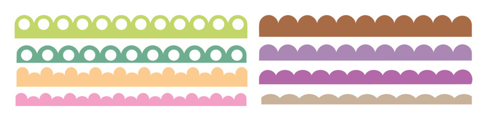 Plakat Scalloped Border, Lace drawing line, lace border, cute textile frill stripe border, frame, pattern isolated.