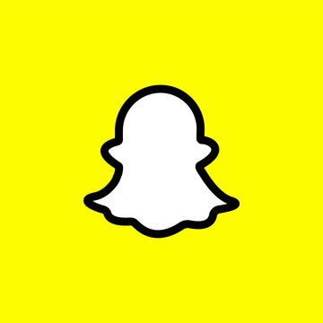 Snapchat social network logo icon. Social media symbol sign in yellow