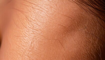 Fototapeta premium Close-up of fine vellus hair on a womans forehead.
