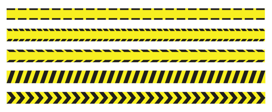 Caution warning tape. Yellow warning tape safety stripe. Caution barrier stripe for industrial safety, road, construction and hazard area. Vector illustration
