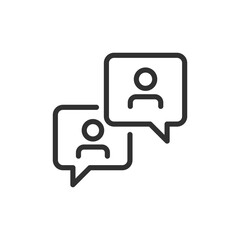 Fototapeta premium Chat bubbles with user icons, linear style icon. Online messaging and communication. Editable stroke width