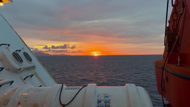 sunset at ship