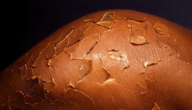Close-up of Sunburned Skin Peeling on a Shoulder.