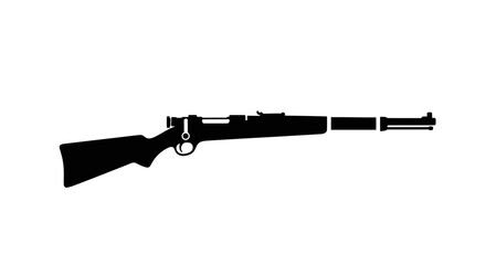 Rifle icon depicts a detailed side view of a vintage long gun with a wooden stock and metallic barrel, representing hunting equipment, historical weaponry, or sports shooting activities. © Berkah