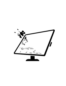 Computer screen with broken glass.