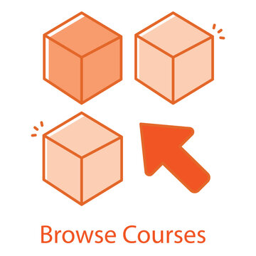 Digital course catalog symbol for online education and distance learning