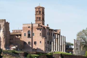 Obraz premium Basilica di Santa Francesca Romana and Temple of Venus and Rome in Rome, Italy