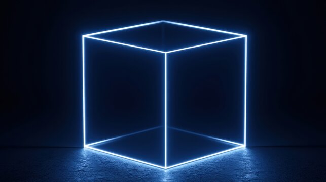 A four-dimensional hypercube tesseract rotates, showing inner and outer cubes connected by glowing lines against a dark background.