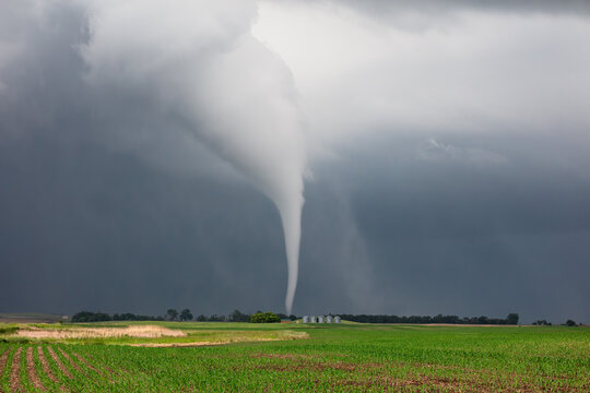 Tornado over a farm field in North Dakota.