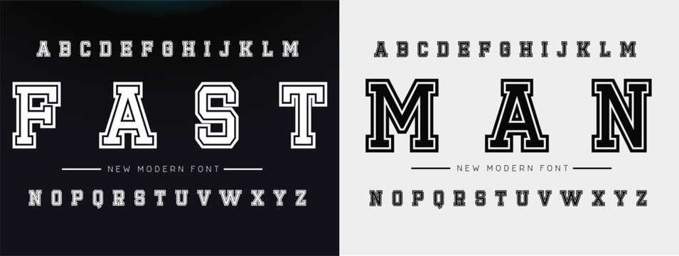 FAST MAN  typeface vector. Athletics sport font in american style for football, baseball or basketball logos and t-shirt.	