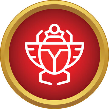 Scarab beetle icon representing ancient egyptian mythology and symbols in a golden circle