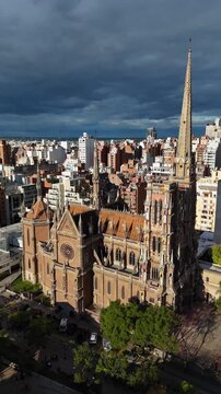 Cordoba argentina sagrado corazon de jesus church aerial view