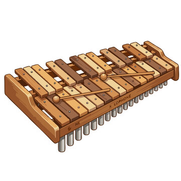 wooden xylophone percussion instrument with metal resonator tubes