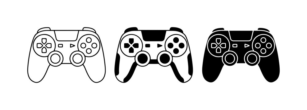 Video Game Controller Icons, Gaming Input Devices, Digital Entertainment Control Vector Set