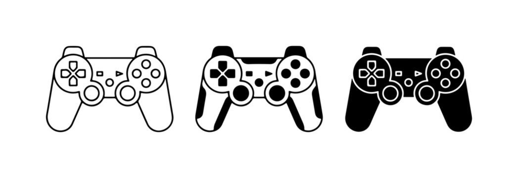 Video Game Controller Icons, Gaming Joysticks, Digital Entertainment Input Devices, Vector Graphics Set