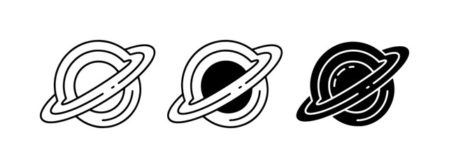 Planet Icons, Celestial Body Graphics, Space Orbit Symbols, Astronomical Illustrations, Cosmic Design Elements, Set of 3 © Shariful