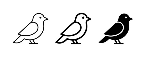 Simple Bird Icons, Outline and Silhouette Vector Graphics, Minimalist Avian Symbols for Nature and Wildlife Themes © Rubina
