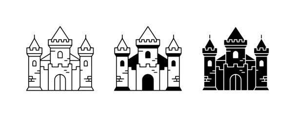 Castle Icons, Medieval Fortress Vector Set, Royal Palace Graphics, Fantasy Architecture Symbols, Historical Building Illustrations © Jannat