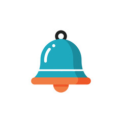 Fototapeta premium Blue and orange notification bell icon, alert symbol, flat design