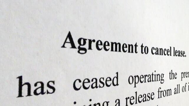 Agreement to Cancel Lease Document Close-Up