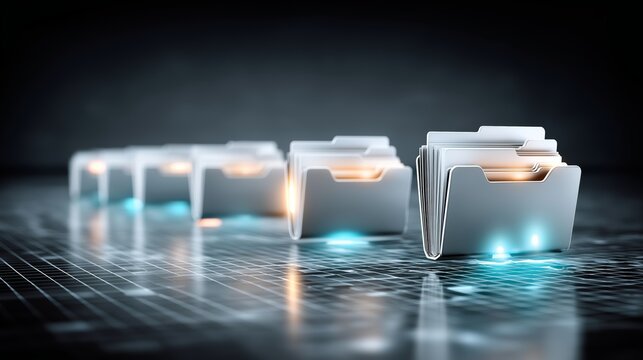 Modern Digital Archive Infrastructure With Transparent Storage Containers Representing Enterprise Workflow Cloud Computing And Advanced Data Organization Systems