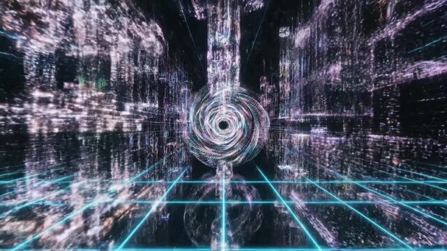 Explore futuristic flicker dots in cyber space with science animations in this exciting VSRExport project