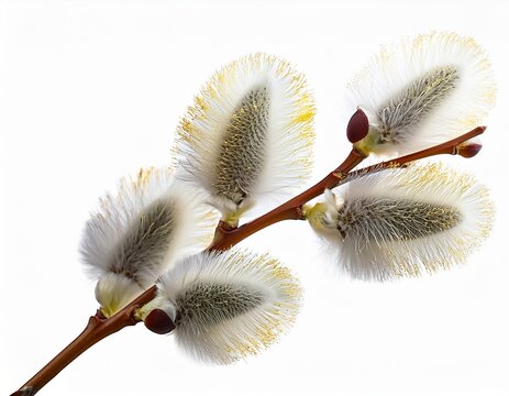 soft fluffy pussy willow salix discolor catkin isolated on a white background png