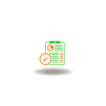 Vector illustration of checklist with check, cross marks and eye. Symbol of attendance report.
