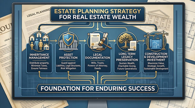 Professional financial estate planning strategy for real estate property wealth inheritance management asset protection legal documentation and long term legacy preservation in building sector