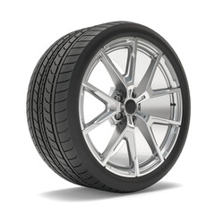 Obraz premium Aluminum wheel car tires on white background.
