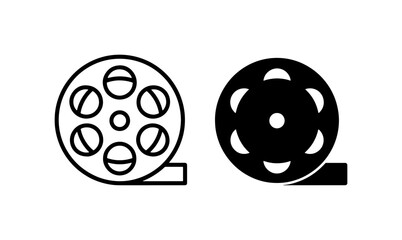 Fototapeta premium Film Reel Icons, Vintage Cinema Reels, Movie Projector Elements, Retro Photography Symbols, Vector Graphics Set