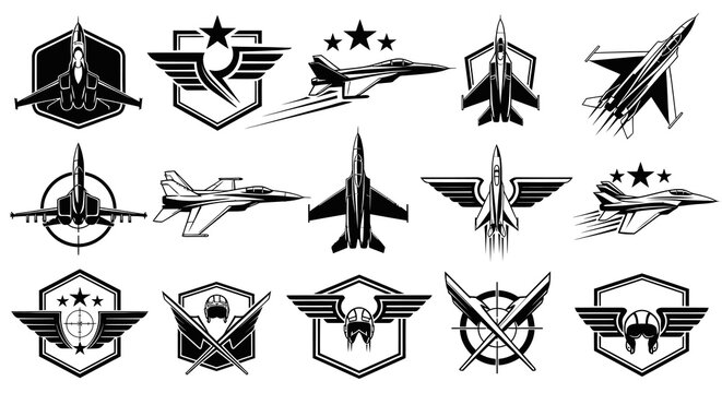 Military Jet Fighter and Air Force Squadron Badges