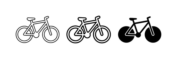 Bicycle Icons Set: Line Art and Solid Silhouette Vector Graphics for Transportation and Sport Themes © Mohsin