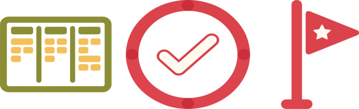 Project Management and Goal Achievement Icon Set &mdash; Agile Workflow and Milestone Success Concept