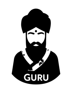 Sikh Religious Spiritual Leader Illustration.