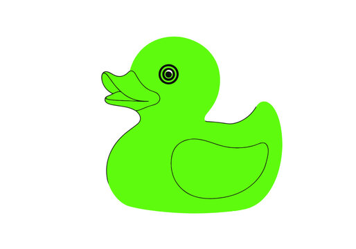 Bright Green Rubber Duck Toy Isolated on White Background