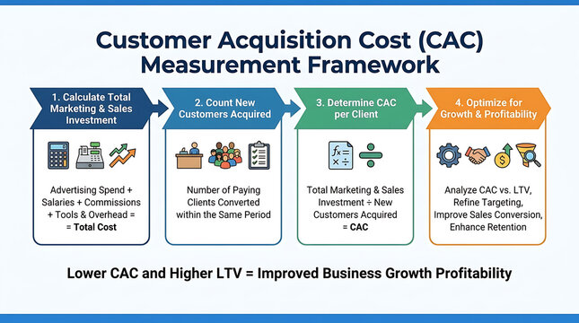 Strategic customer acquisition cost analysis framework for measuring marketing investment per lead to optimize sales conversion efficiency and enhance enterprise business growth profitability
