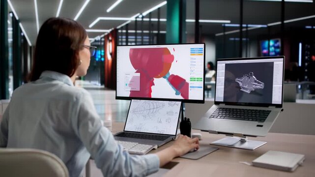 Mechanical Engineer Working On Turbine Design In 3D Cad Software