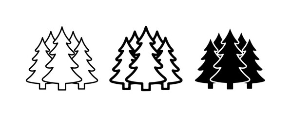 Forest Icons, Evergreen Trees, Pine Trees, Nature Graphics, Woodland Symbols, Set of 3, Vector Art © Kawsar