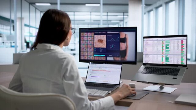 Dermatologist Uses Computer To Examine Mole