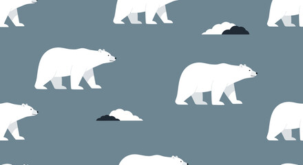 Cute polar bear pattern seamless background, arctic wildlife illustration © Fulan