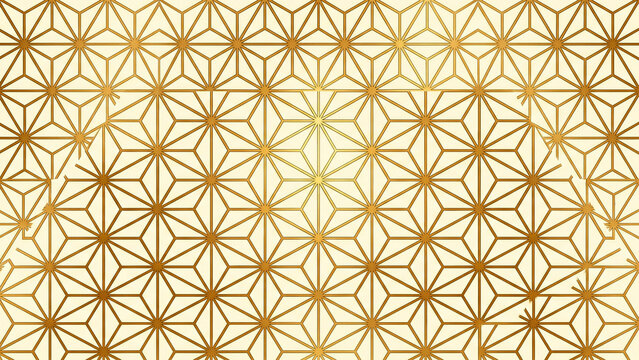 Tradition elegance luxury Japanese asanoha hemp leaf seamless pattern gold cream lustrous sophisticated perfect for branding banner mockup web background packaging textile wallpaper presentation