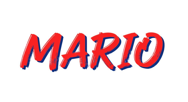Mario Text Art - Red and Blue Brush Stroke Style