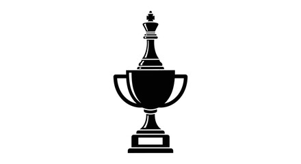 Fototapeta premium Trophy featuring a king chess piece on top symbolizes the ultimate achievement in strategic gaming and professional competition for awards, tournaments, or victory-themed marketing.