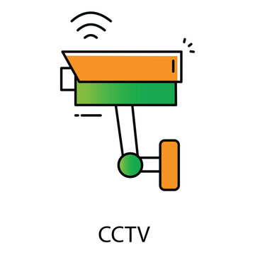 Outdoor security camera icon for surveillance and building protection systems