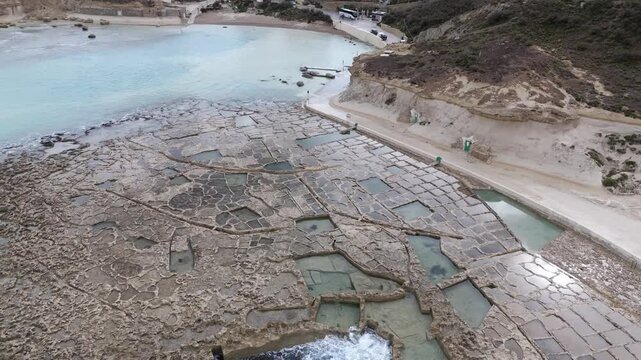 Traditional rock salt pans aerial