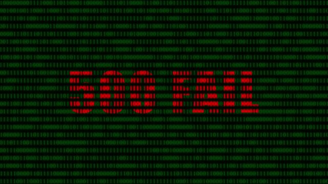 500 internal server error message on digital binary code background, cyber security and web development concept